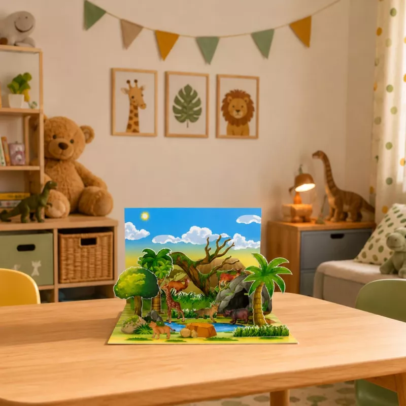 LEAN TOYS sada figúrok divých zvierat líška žirafa hroch jeleň park 3D doska