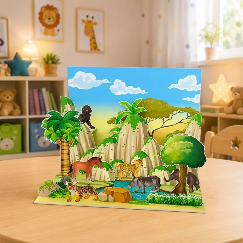 LEAN TOYS sada figúrok divých zvierat leopard tiger slon kôň park 3D doska