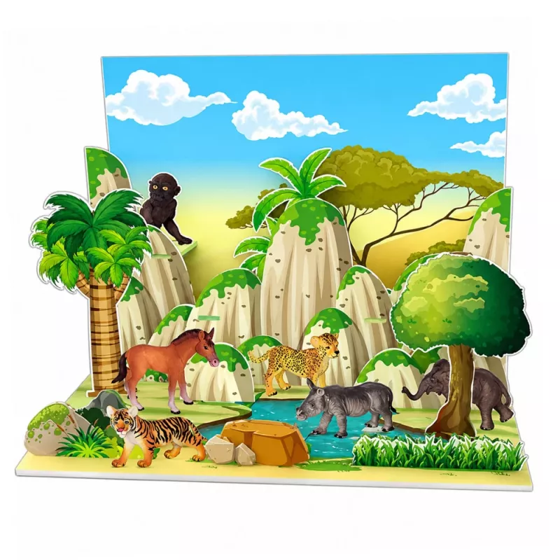 LEAN TOYS sada figúrok divých zvierat leopard tiger slon kôň park 3D doska