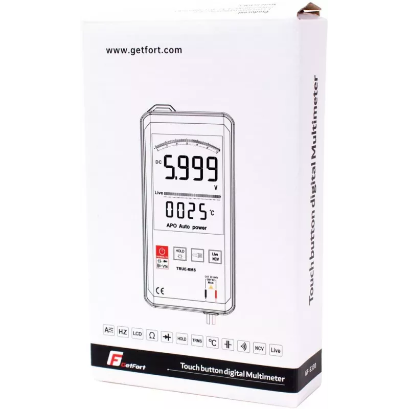 GETFORT GF-5330C digitálny multimeter, 1999 Counts, True RMS, CAT III 600V