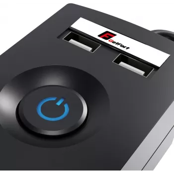 Getfort 5P 5m čierna USB prepäťová ochranná zásuvková lišta