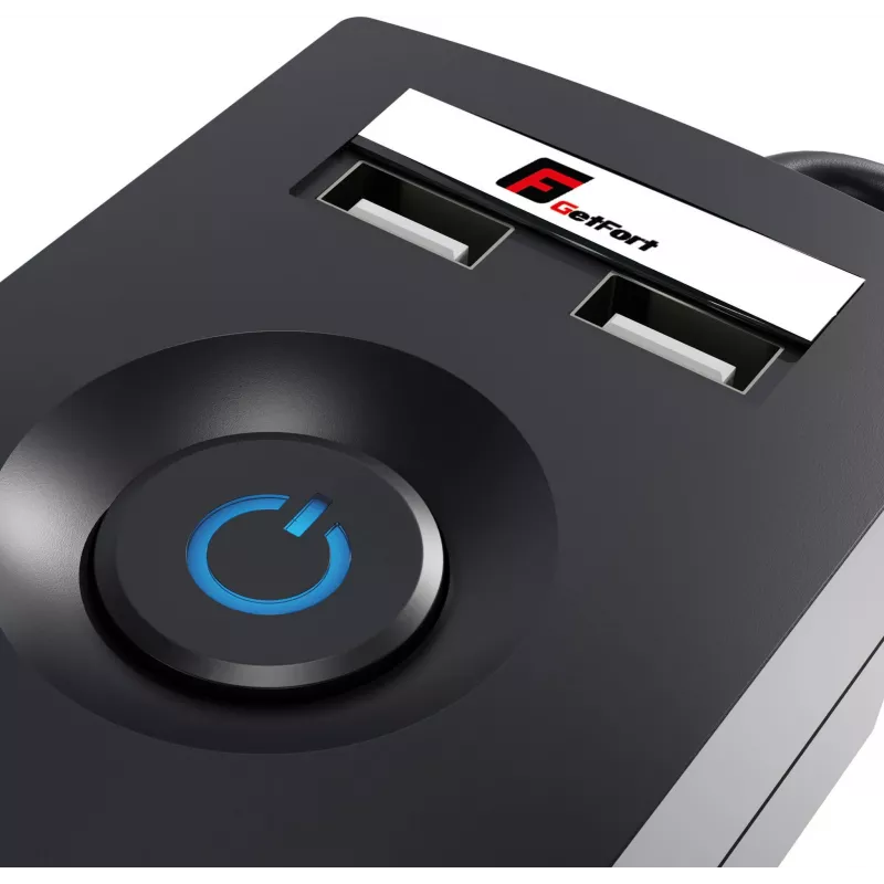 Getfort 5P 5m čierna USB prepäťová ochranná zásuvková lišta