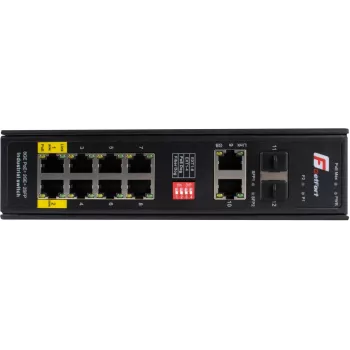 GETFORT GF-110-8PG-2G-2S priemyselný PoE+ switch, 8x PoE+ Gigabit + 2x Gigabit + 2x SFP, -40°C až 80°C