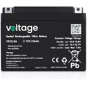 VOLTAGE AGM batéria 12V 26Ah VE12-26 (životnosť 6-9 rokov)