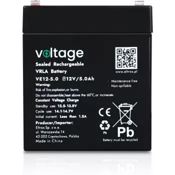 VOLTAGE AGM batéria 12V 5Ah VE12-5.0 (životnosť 6-9 rokov)