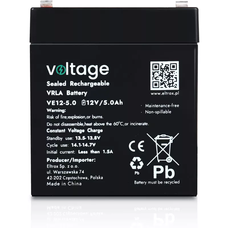 VOLTAGE AGM batéria 12V 5Ah VE12-5.0 (životnosť 6-9 rokov)