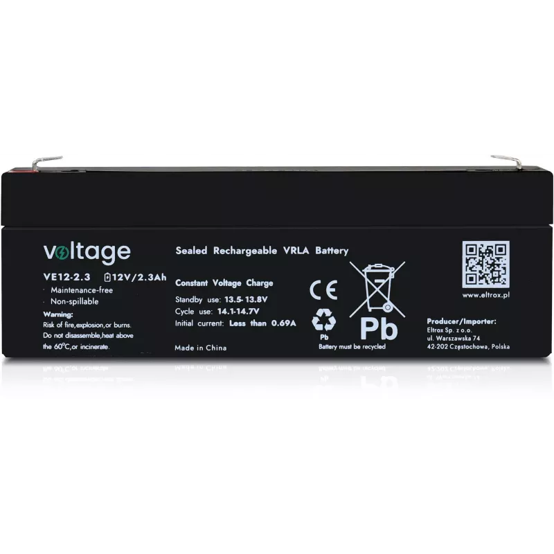 VOLTAGE AGM batéria 12V 2,3Ah VE12-2.3 (životnosť 6-9 rokov)