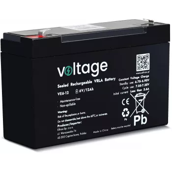 VOLTAGE AGM batéria 6V 12Ah VE6-12 (životnosť 6-9 rokov)