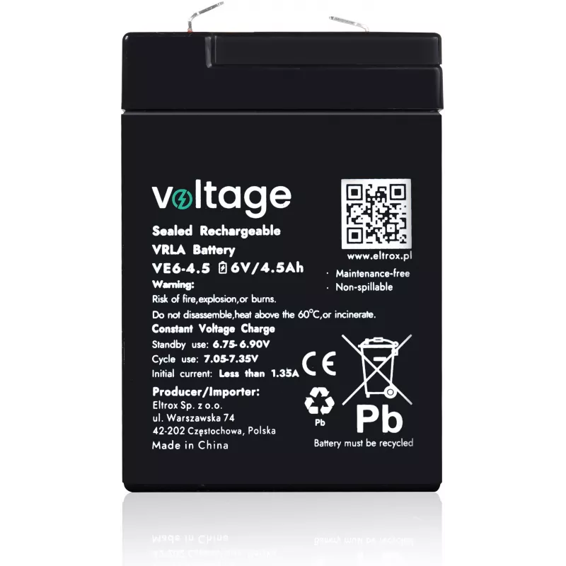 VOLTAGE AGM batéria 6V 4,5Ah VE6-4.5 (životnosť 6-9 rokov)