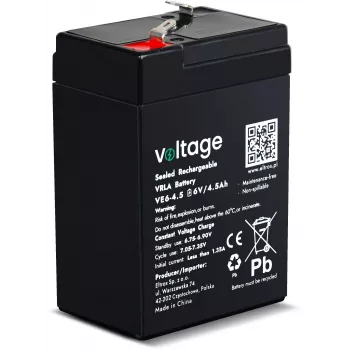 VOLTAGE AGM batéria 6V 4,5Ah VE6-4.5 (životnosť 6-9 rokov)