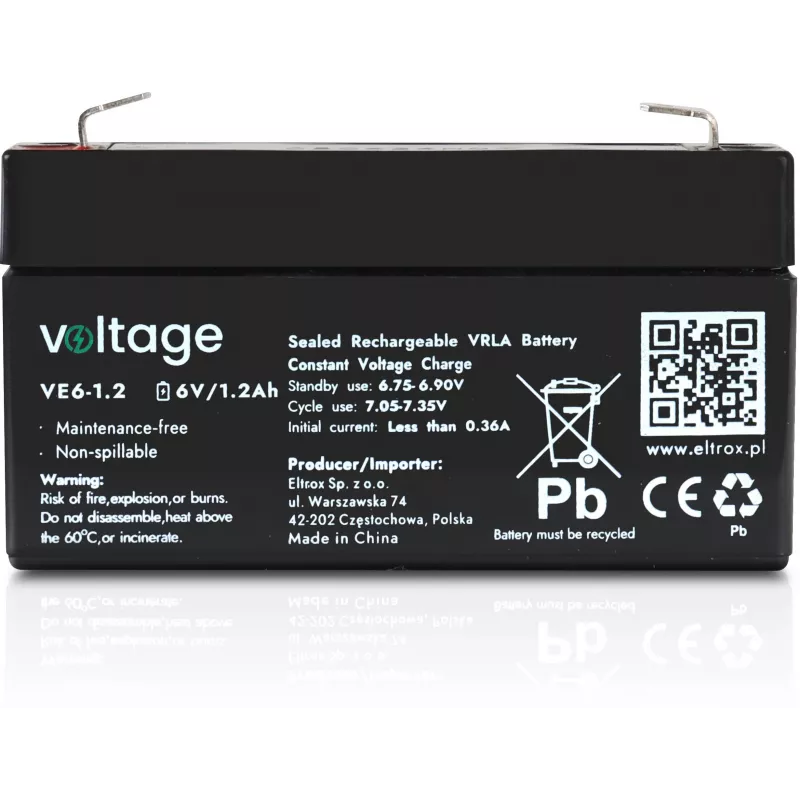 AGM batéria VOLTAGE 6V 1,2Ah VE6-1.2 (životnosť 6-9 rokov)