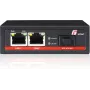 GETFORT GF-102-2PG-S-65 PoE+ media konvertor 2-portový gigabitový Ethernet SFP RJ-45 1000Mbps