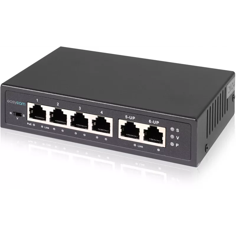EasyCam EC-POE-SW42 6-portový PoE switch (4 PoE + 2 uplink) 60W