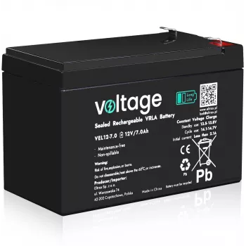 Voltage Long Life AGM batéria 12V 7Ah VEL12-7.0 (15 rokov životnosť dizajnu)