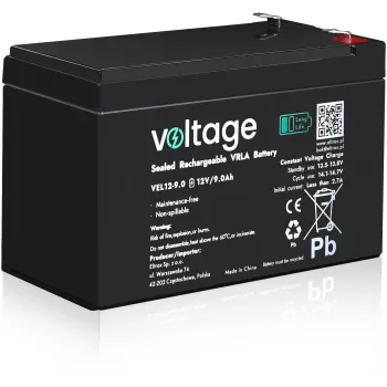 Voltage Long Life AGM batéria 12V 9Ah VEL12-9.0 (15 rokov životnosť dizajnu)