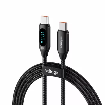 USB-C na USB-C kábel Voltage PowerDisplay 100W PD 1m čierny