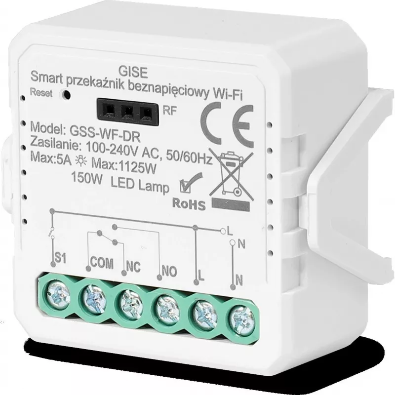 GISE Smart jednokanálový bezpotenciálový relé modul WiFi Tuya GSS-WF-DR