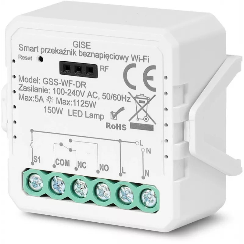 GISE Smart jednokanálový bezpotenciálový relé modul WiFi Tuya GSS-WF-DR