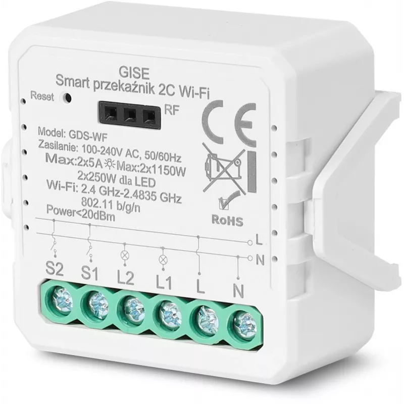 GISE Smart dvojkanálový relé WiFi modul Tuya GDS-WF
