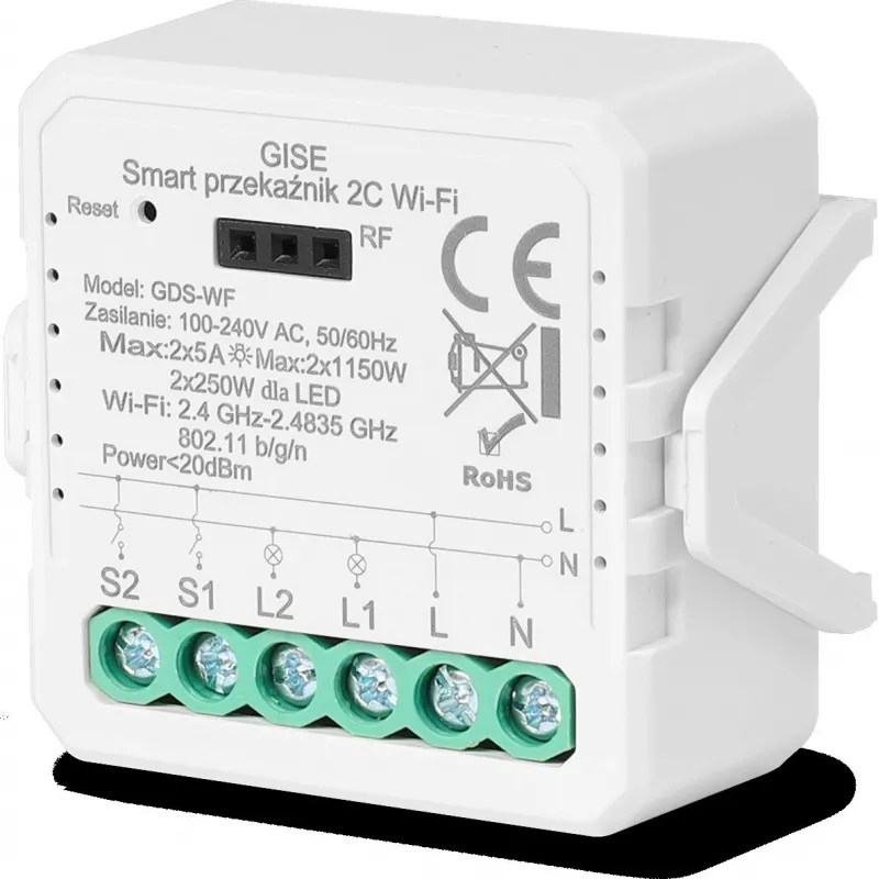 GISE Smart dvojkanálový relé WiFi modul Tuya GDS-WF