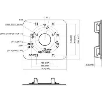 MITON VESA adaptér doska MT-P152-B - 75x75/100x100 na 200x100/200x200, čierna, 30 kg