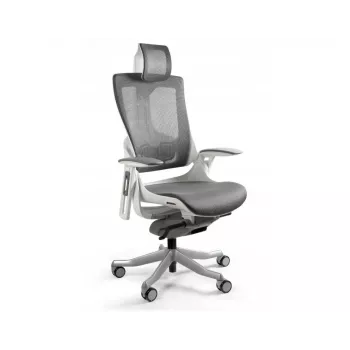 UNIQUE Wau 2 NW41 Ergonomická kancelárska stolička, uhoľná/biela sieťovina
