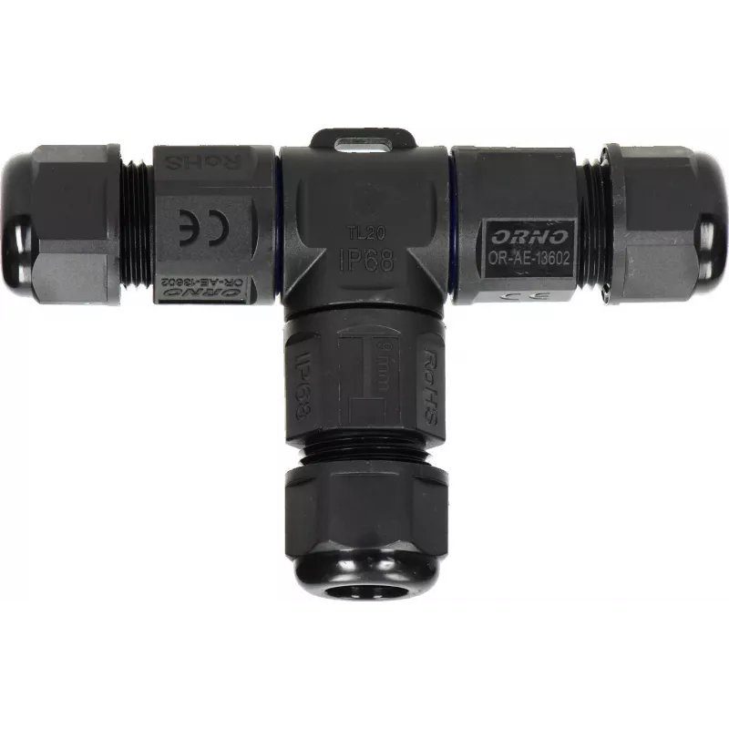 ORNO OR-AE-13602 T-spojka IP68, 3x4mm², 450V/25A, čierna