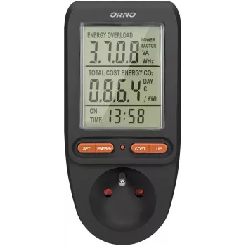 ORNO OR-WAT-435/B Merač nákladov na energiu a spotreby elektriny, 230V, 16A, LCD displej, čierna