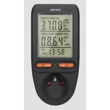 ORNO OR-WAT-435/B Merač nákladov na energiu a spotreby elektriny, 230V, 16A, LCD displej, čierna