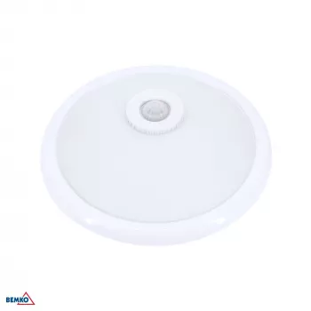 BEMKO TAZAN Stropné svietidlo s PIR senzorom 2x40W E27 IP20 sklo+oceľ+plast biela