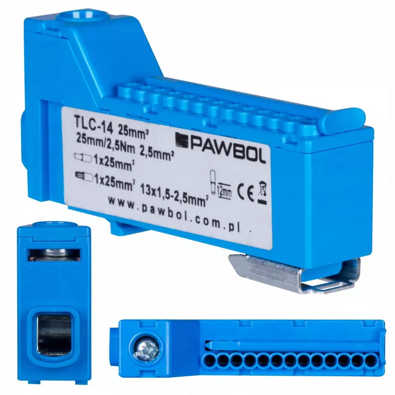 PAWBOL LZB E.4136N Bezskrutková radová svorka modrá 12-pólová 450V 24A