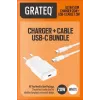 GRATEQ TAHKO 20W USB-C PD nástenná nabíjačka balenie s 1,5m USB-C na Lightning kábel, biela