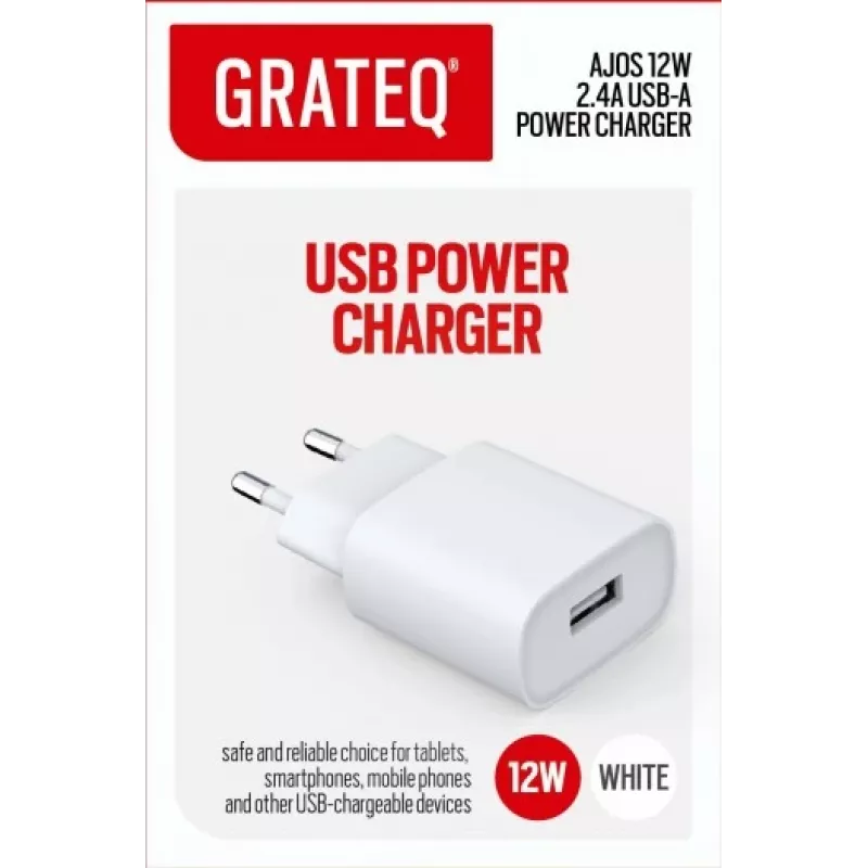 GRATEQ AJOS nabíjačka USB-A 12W biela
