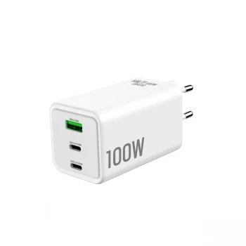 GRATEQ HALTI GaN PD/PPS 2xUSB-C/1xUSB-A 100W nástenná nabíjačka čierna
