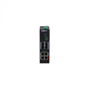Dahua HS4408-4ET-96 priemyselný neupravovaný PoE switch, 8 portov, 4x Hi-PoE 60W, 4x PoE+ 30W, 96W budget, 2x Gigabit uplink, 2x SFP, DIN lišta