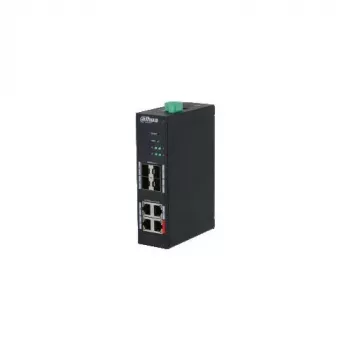 Dahua HS4408-4ET-96 priemyselný neupravovaný PoE switch, 8 portov, 4x Hi-PoE 60W, 4x PoE+ 30W, 96W budget, 2x Gigabit uplink, 2x SFP, DIN lišta