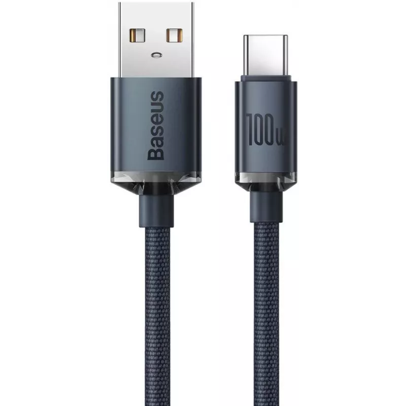 Baseus Crystal Shine USB-A na USB-C kábel 1,2m 100W 6A QC 3.0 pletený nylon čierny