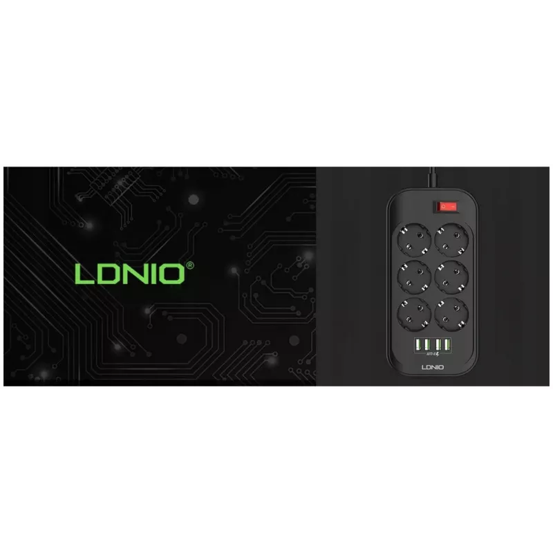Rozdvojka LDNIO SE6403, 6 zásuviek + 4 USB
