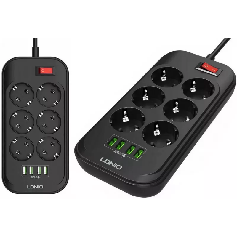 Rozdvojka LDNIO SE6403, 6 zásuviek + 4 USB