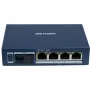 Hikvision DS-3D504TP-A neupravovaný priemyselný PoE switch, 4 PoE+ porty, 1 SFP uplink, 60W rozpočet