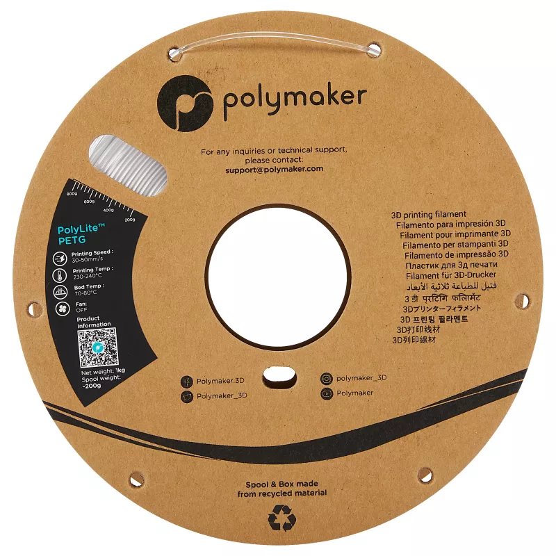 POLMASK PETG 1,75mm transparentný 1kg filament pre 3D tlačiarne