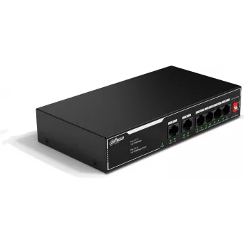 DAHUA SF1006LP neřízený PoE switch, 6 portov, 4 PoE porty, 36W budget, desktop