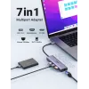UGREEN 60515 7v1 USB-C hub, 4K 60Hz HDMI, Ethernet, 100 W PD, sivý