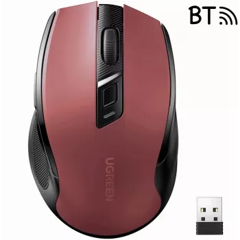 UGREEN MU006 bezdrôtová optická myš 2.4GHz / Bluetooth 5.0 4000 DPI - červená