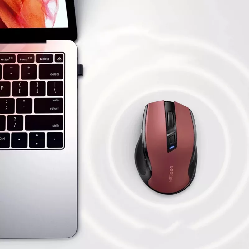 UGREEN MU006 bezdrôtová optická myš 2.4GHz / Bluetooth 5.0 4000 DPI - červená