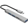 ORICO AH-12F-GY-BP USB-C hub s 3x USB-A portami a MicroSD čítačkou kariet, hliník, Space Gray
