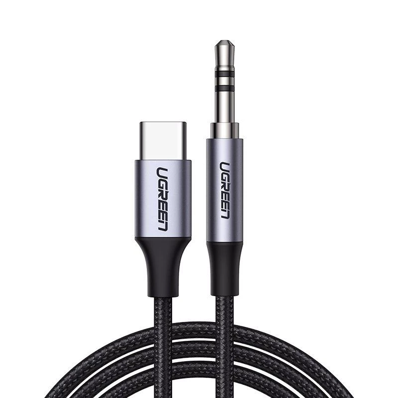 UGREEN AUX stereo audio kábel 3,5mm mini jack na USB Type-C 1m čierny (CM450 20192)