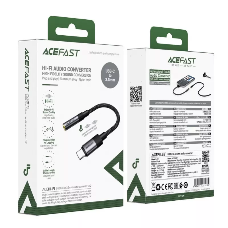 Acefast USB-C na 3,5 mm J12 audio adaptér čierny