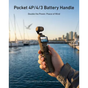 TELESIN 5000mAh akumulátorová rukoväť powerbank pre DJI Osmo Pocket 3 / 4, USB-C, čierna
