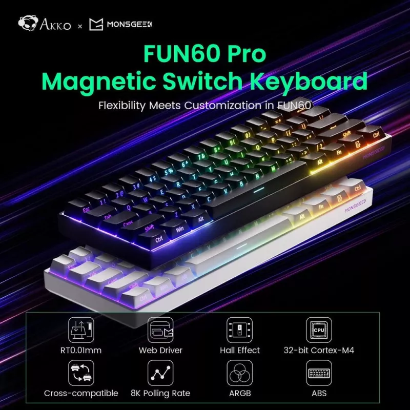 Akko FUN60 PRO Mechanická klávesnica USB-C čierna 61 klávesov